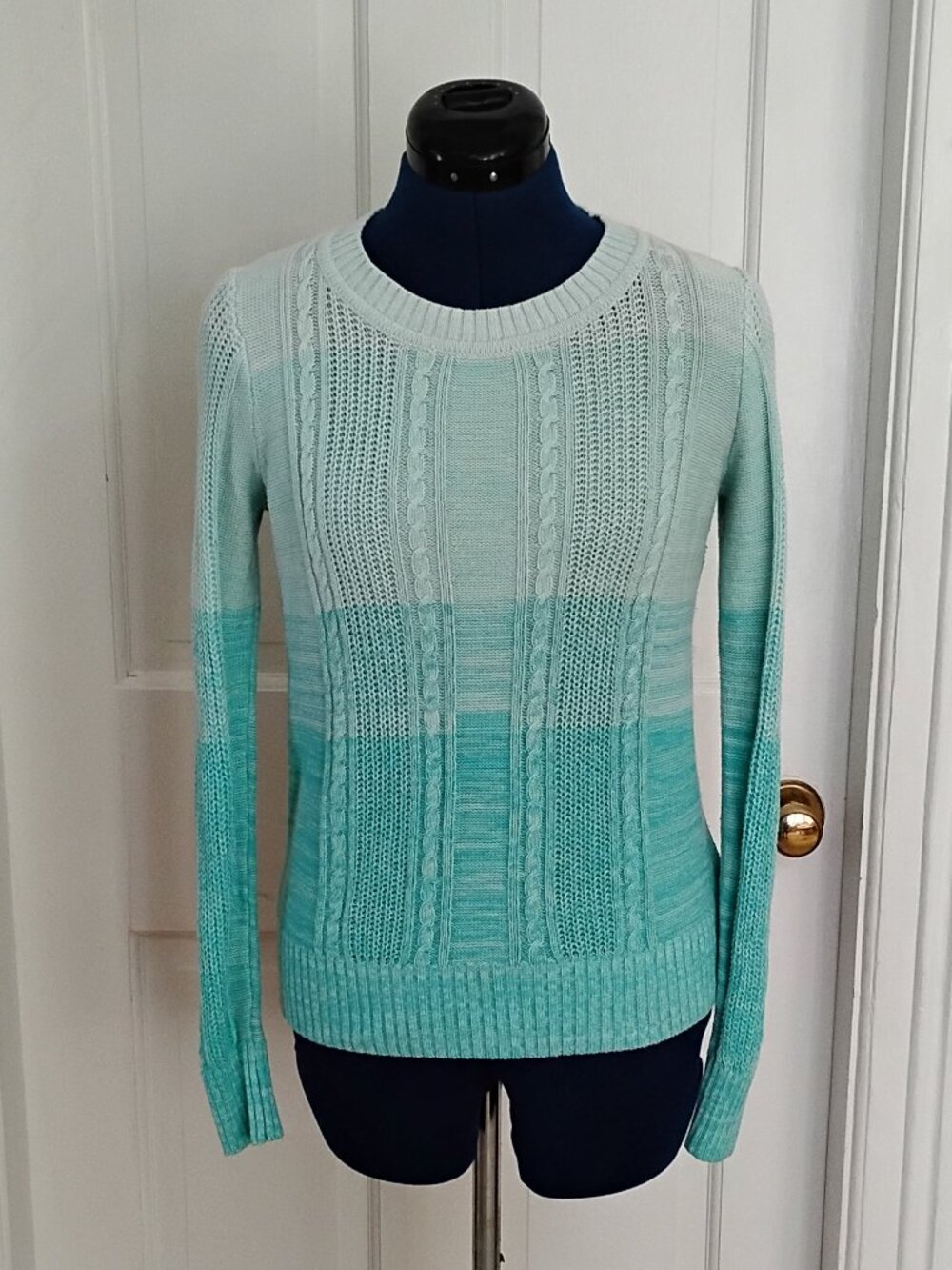 Forever 21 Cotton Blend Aqua Ombre Pullover Sweater
